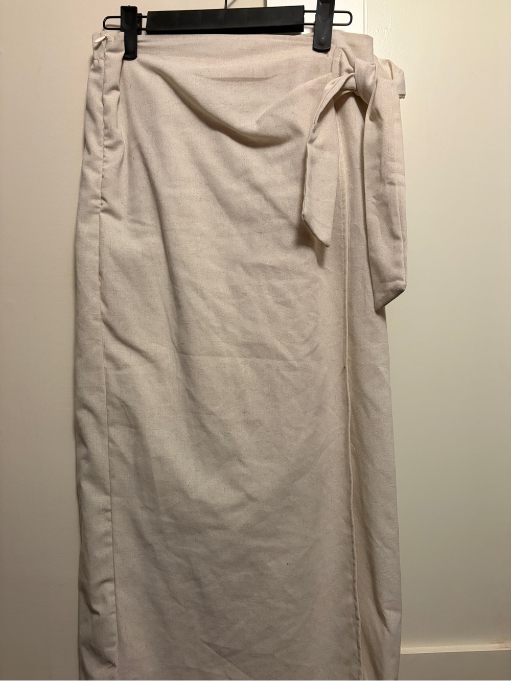 SHEIN Cream Wrap Midi Skirt with Side Tie